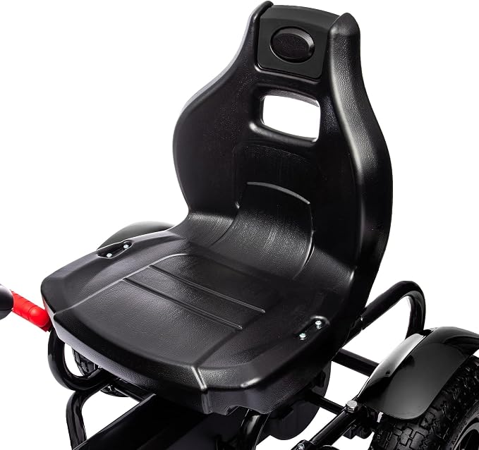 Aosom Kids Pedal Go Kart, Outdoor Ride on Toys with Adjustable Seat, Sharp Handling, Handbrake, 4 Non-Slip Rubber Wheels for Boys & Girls Aged 5-12 Years Old, Black
