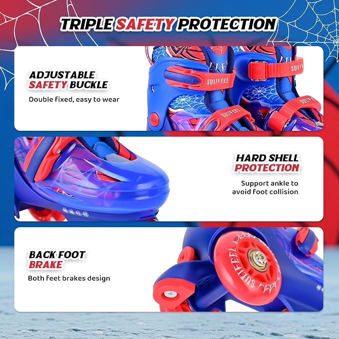 SULIFEEL Adjustable Roller Skates for Girls Boys Kids,Fun Illuminating Light Up Flash Wheels Three-Point Type Balance Suitable for Beginners Indoor Roller Skating