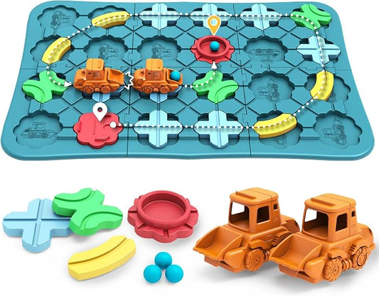 Kids Toys STEM Board Games - Logical Road Builder Brain Teasers Puzzles for 3 4 5 6 7 Year Old Boys Girls, Educational Montessori Birthday Gifts for Ages 4-8 Preschool Classroom Learning (42 PCS)