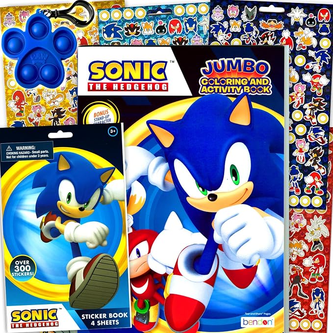 Bendon Sonic The Hedgehog Coloring Activity Book and Sticker Set for Kids