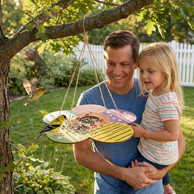 12 Pack Bird Feeder Craft Kits for Kids Ages 3-5 4-8 8-12, DIY Unfinished Wooden Art Painting Kits, Outdoor Bulk Toys for Easter, Christmas, Party Favors