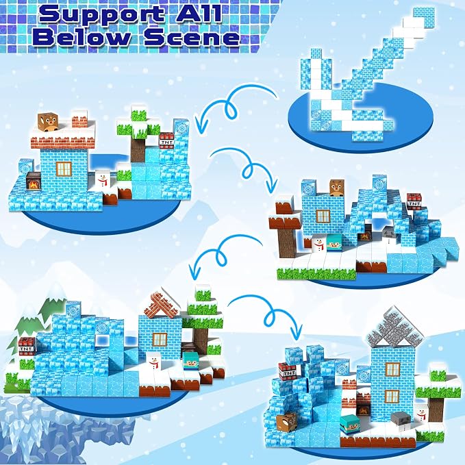 GraceDuck Magnetic Blocks - 100PCS Magnetic Blocks Build Ice Castle - Magnetics Toys for Montessori Toddler Easter Christmas Birthday Gifts - STEM Sensory Toys for 3 4 5 6 7 8 9 10 Year Old Girls
