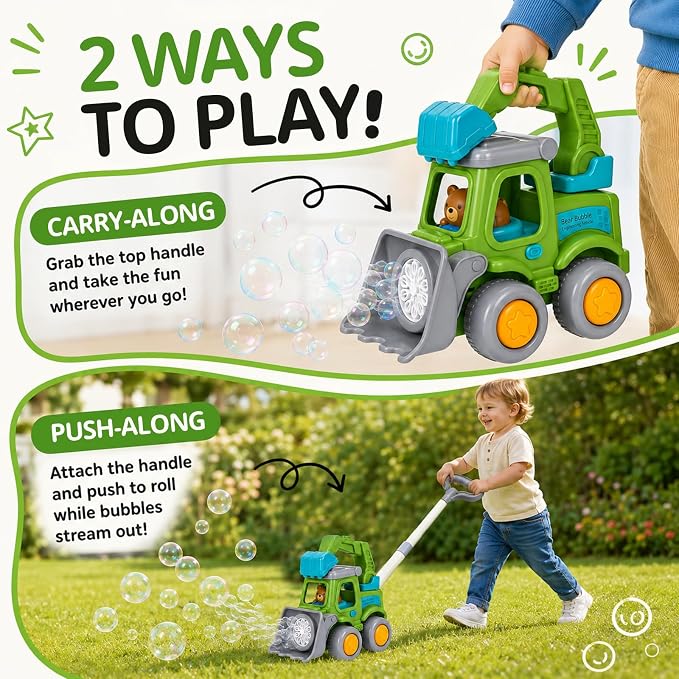 Automatic Bubble Machine for Toddlers,Construction Truck Bubble Lawn Mover W/Light,Bubble Maker Blower Toys for 3 4 5 6 Year Old Boy Girl Kids,Summer Outdoor Pool Backyard Toys for Birthday Party
