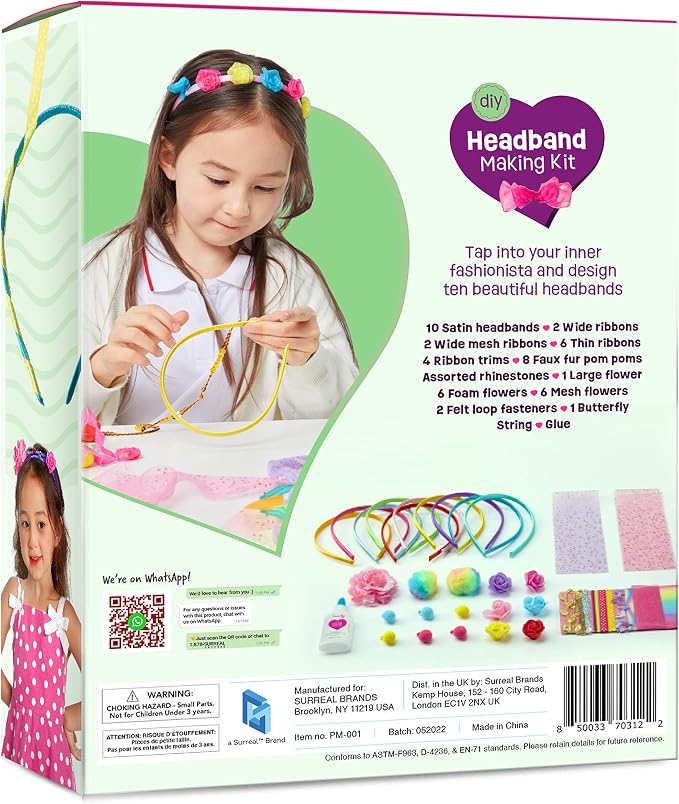 Pretty Me Headband Making Kit for Girls - Arts & Crafts Easter Gift - Make Your Own Fashion Headbands for Kids - DIY Hair Accessories - Gift for Ages 5-12 Year Old Girl - Little Kids Art & Craft Gifts