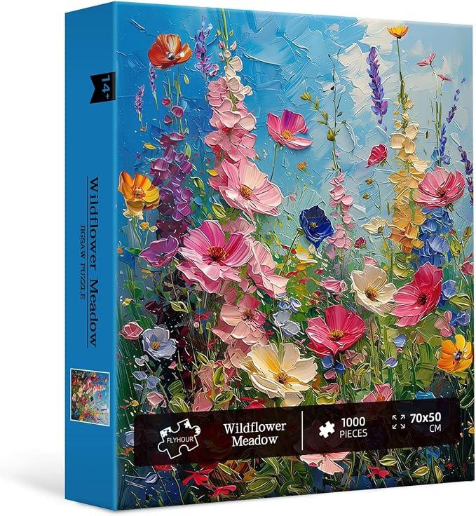 Wildflower Meadow Puzzles for Adults 1000 Pieces,Impossible Hard Difficult Challenging Jigsaw Puzzles for Adults 1000 Pieces,Puzzle with Letters on Back,Recycled Paper Jigsaw Puzzle(27.6"x19.7")