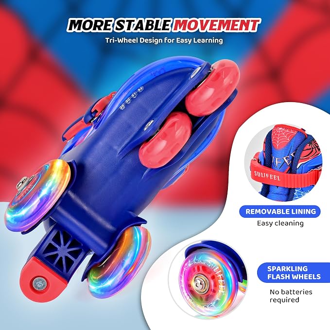 SULIFEEL Adjustable Roller Skates for Girls Boys Kids,Fun Illuminating Light Up Flash Wheels Three-Point Type Balance Suitable for Beginners Indoor Roller Skating