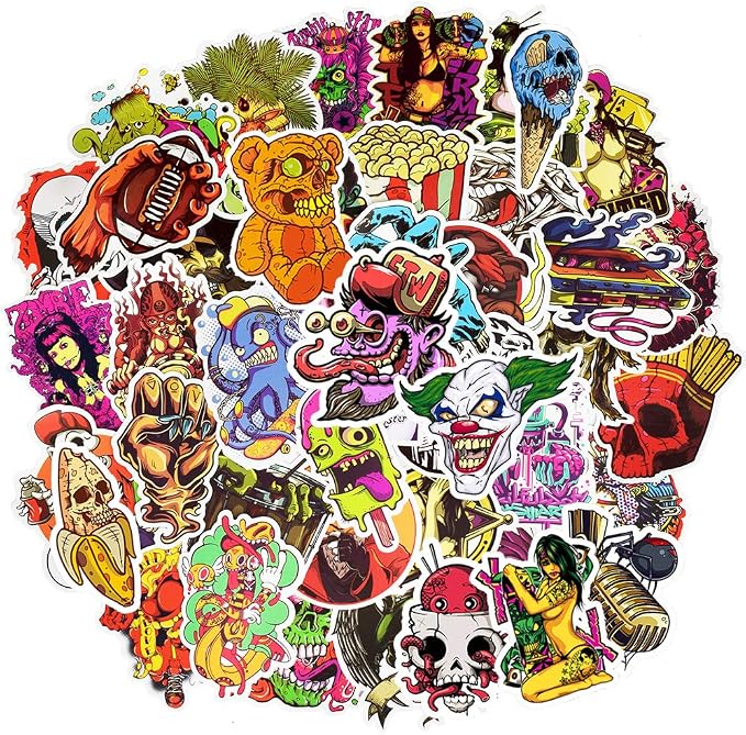 QTL Horror Stickers for Adults, Punk Horror Party Supplies, Waterproof Vinyl Stickers for Water Bottles and Laptop, 100PCS