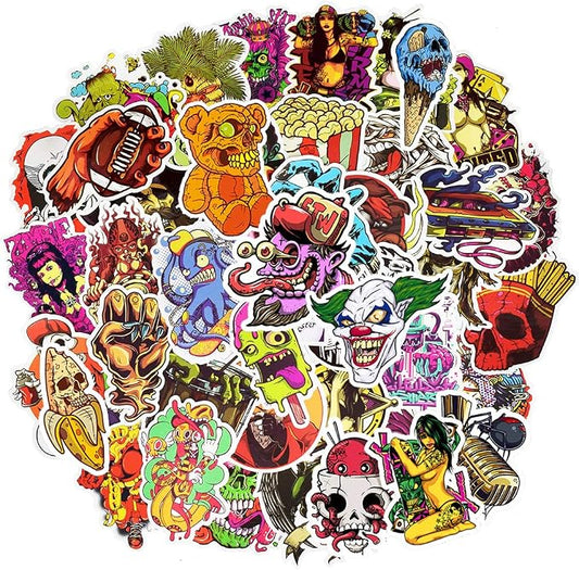 QTL Horror Stickers for Adults, Punk Horror Party Supplies, Waterproof Vinyl Stickers for Water Bottles and Laptop, 100PCS