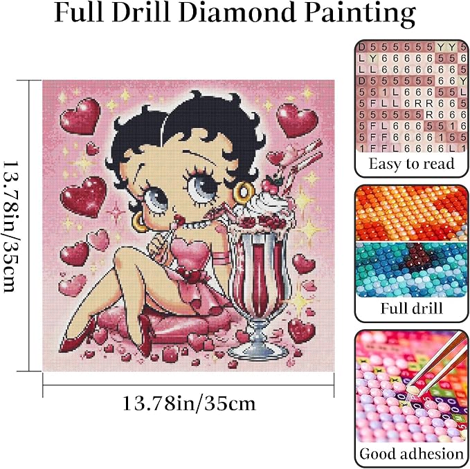 JAKI Diamond Art Painting Kits for Adults,5D DIY Cartoon Diamond Art for Adults,Full Drill Diamond Art Kits for Gift Home Wall Decor(14x14inch)