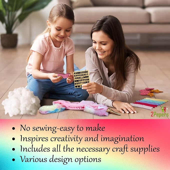 Make Your Own Unicorn Pillow Kit Arts and Crafts for Girls (No Sew), DIY Unicorn Craft Girl Ages 3 4 5 6 7 8 9 10 Years Old, Gifts for Kids, Birthday Present, Best Christmas Toy, Kids Project.
