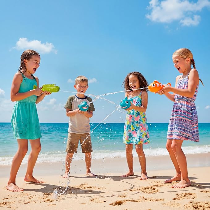 JOYIN 3 Pack Animal Water Guns for Kids, Assorted Colors, 7.5in Long, Easy to Fill and Shoot, Durable Plastic, Water Soakers for Kids Swimming Pool Beach Outdoor Activity Fighting Play Toys