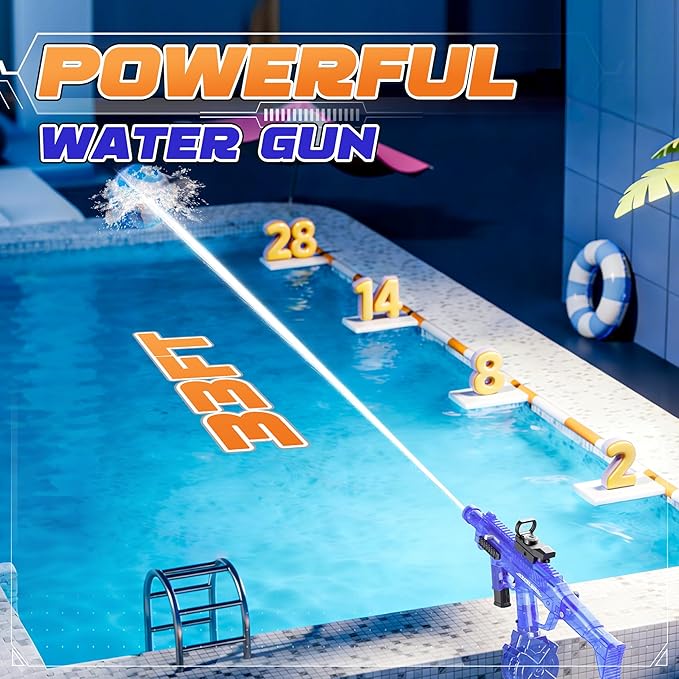2 Pack Large Electric Water Guns for Adults & Kids, Automatic Squirt Guns with LED Light, 730CC High Capacity Water Gun with 26-33FT Long Range & Battery Powered for Summer Outdoor Beach Pool Toy Gift