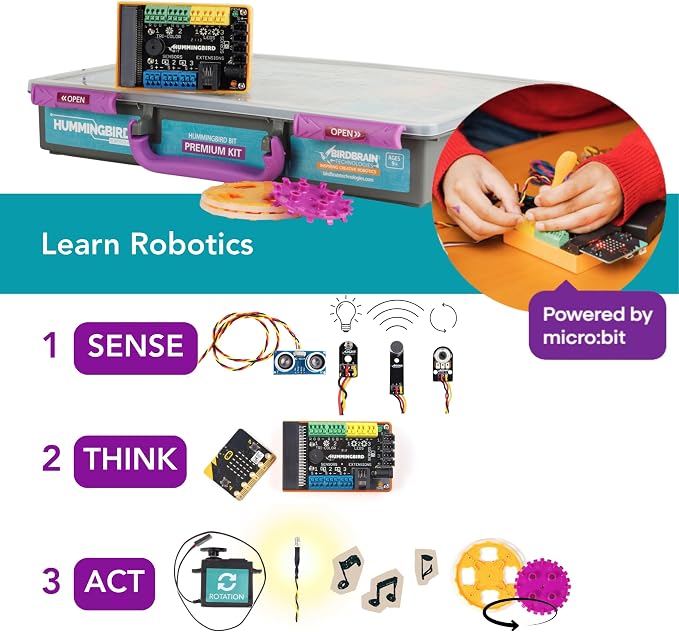Hummingbird Bit Premium Kit - Educational Programmable Robot & Robotic Kit for Students, Teachers & Schools, Flexible Robotics Kits for Creative STEM Learning