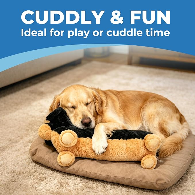 PrimePets Plush Squeaky Dog Toy, 21.5" Dachshund Stuffed Animal Dog Toy for Large Medium Small Dogs, Soft Pet Toys for Cuddling & Playing, Dog Comfort Toy