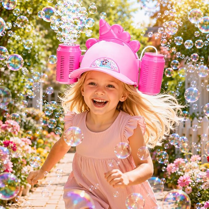 Bubble Machine for Toddlers 3-5, Bubble Blower Maker Lights Music, Hat Bubble Machine Summer Kids Toys for Weddings Birthdays Party Indoor Outdoor Backyard Camping