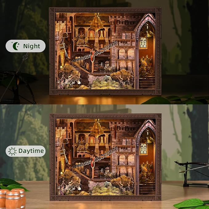 CCCDF Book Nook Kit - DIY Dollhouse Kit Miniature House for Adult and Teens, Booknook Bookshelf Decor with LED Light, Gifts for Family and Friends (Robin Hood - The Castle's Escape)