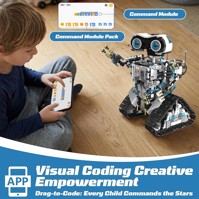 HPROMOT 2-in-1 STEM Robot Building Kit, 1468 PCS APP & Remote Control Space Robot Toys for Kids Ages 8-16, Engineering Technic Coding Robotic Kit, Educational Science Set Birthday Gift for Boys Girls
