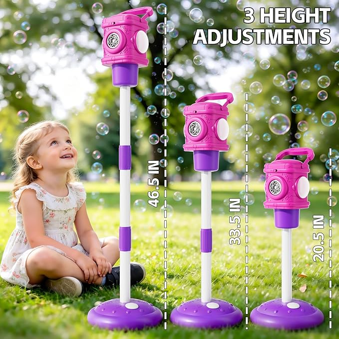 Bubble Machine for Kids, Remote Control Street Lamp Bubble Machine with Lights, Automatic Standing Bubble Tower, Outdoor Bubble Torch Toys for Wedding Summer Bubble Maker for Kids Ages 3 4 5 6 7 8 9
