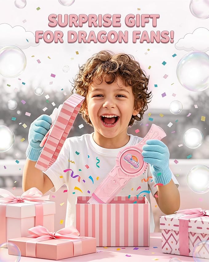 Fog Bubble Machine, Smoke Bubble Wand Machine Rechargeable with Lights & Sound Fog Game for Parties, Beaches, Summe (Pink)