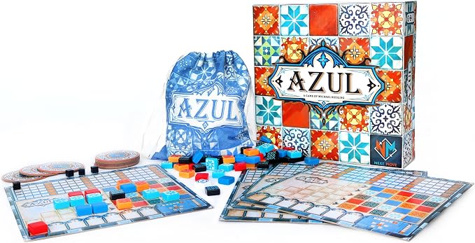 Azul Board Game - Award-Winning Tile-Placement Strategy with Beautiful Mosaic Art for Adults & Families, Family Fun for Adults, 2-4 Players Ages 8+, 30-45 Minute Playtime