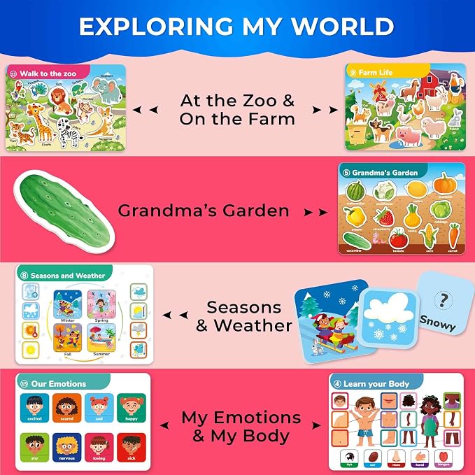 QUOKKA Montessori Busy Book for Toddlers 3-5 - My Preschool Learning Activities for Kids Ages 2-4 - Homeschool Educational Toys for Kids - Velcro Toddler Busy Book for 1+ Year Old