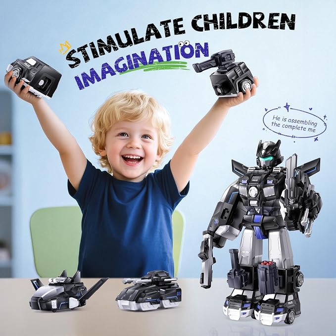 5-in-1 Transform Toys for Boys 4-6, Ideals Gifts for 3 4 5 Year Old Boys, Easy DIY Assembly, Toys for Boy, 3 4 5 6 Year Old Boy Birthday Gifts, 3 4 5 Year Old Boy Toys, Magnetic Robot Toys For Kids