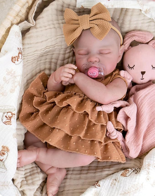 Aori Lifelike Reborn Baby Dolls - 20'' Realistic Sleeping Newborn Girl Doll with Feeding & Outfit Set - Weighted Body for Cuddling, Roleplay Gift for Girls and Kids 3+