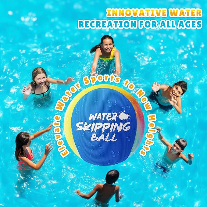 Water Skipping Ball Pool Ball Water Toy, 3 Pack Water Ball Ink-Splashed Colorful Skip Balls for Lake, Summer Beach Swim Toys Games for Boys Teens Kids and Adult Games