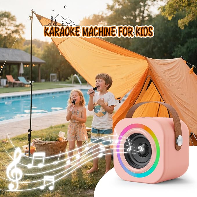 Mini Karaoke Machine for Kids with 2 Wireless Mics,TOP Singing Toys Birthday Gifts Ideas for Girls Ages 3,4,5,6,7,8,9,10,11,12+ Years Old,Great Gift Ages Girls,Boys Trend Party
