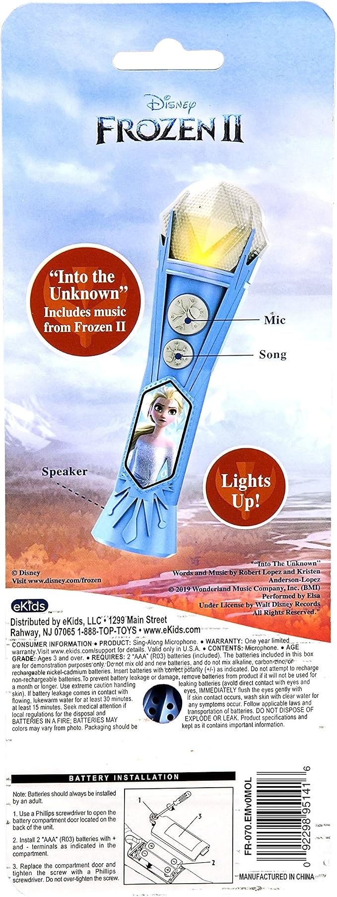 Frozen Toy Microphone for Kids, Includes Built-in Music and Lights, Ideal Toddler Toys (Frozen)