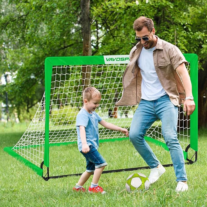 Kids Soccer Goals for Backyard Set - 2 of 4' x 3' Portable Soccer Goal Training Equipment, Pop Up Toddler Soccer Net with Soccer Ball, Soccer Set for Kids and Youth Outdoor Games, Sports, Play