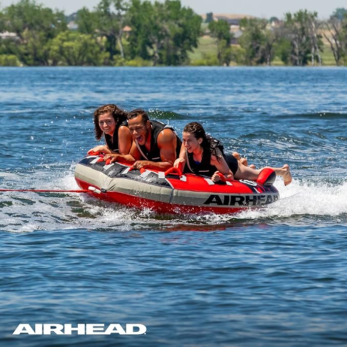 Airhead G-Force Towable Tube for Boating, 1-4 Rider Inflatable Boat Tube for Water Tubing, Heavy Duty Full Nylon Cover, Stabilizer Fins with Neoprene Knuckle Guards, Speed Safety Valve