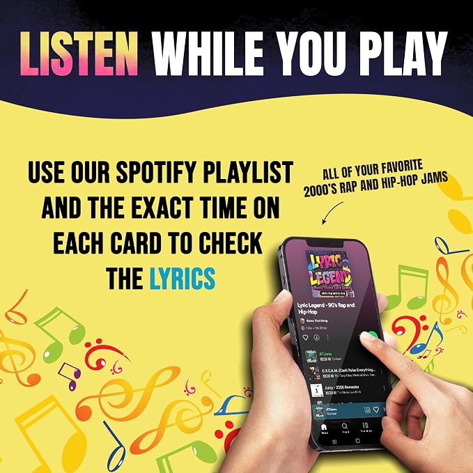 Lyric Legend 2000s Hip-Hop and Rap Music Trivia Game - Adult Games for Game Night - Good for Groups – Finish The Lyrics Party Game - Multiple Choice, Listen While You Play with Included Playlist!