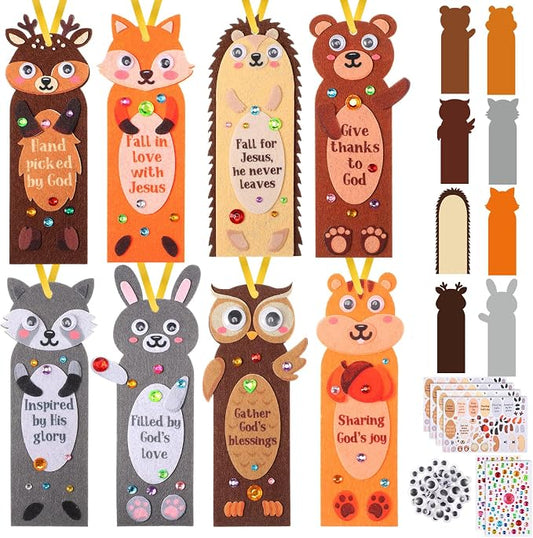 Capoda Summer Bookmark Craft Kits Felt DIY Make Your Own Bookmark with Tropical Fruits Pool Beach Foam Stickers for Classroom Activities Reading Camping Reward Party Favors(24,Animals)
