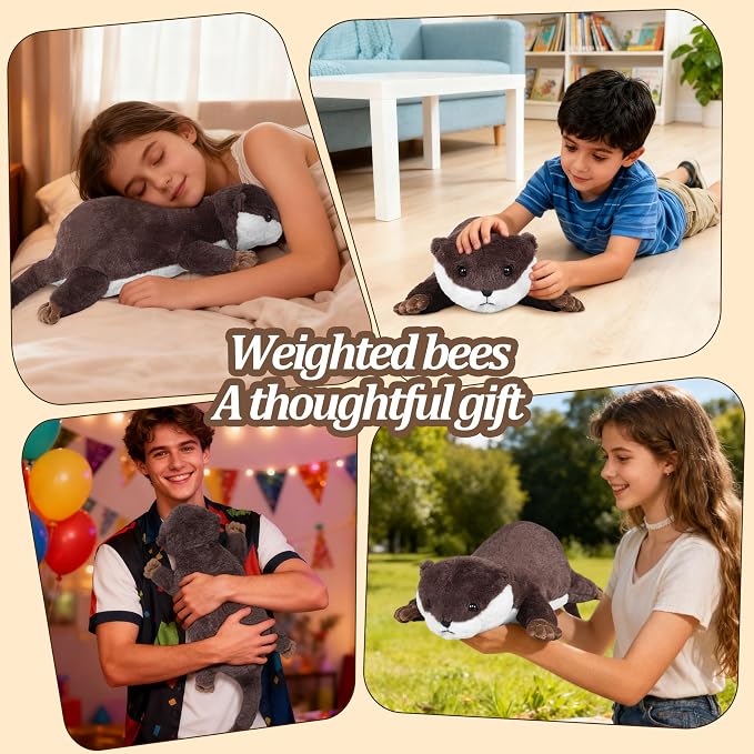 CSVBTRF Weighted Stuffed Animals, 4.1 lbs 18" Otter Plush Hugging Pillow, Weighted Otter Stuffed Animal Gifts for Kids Boys and Girls
