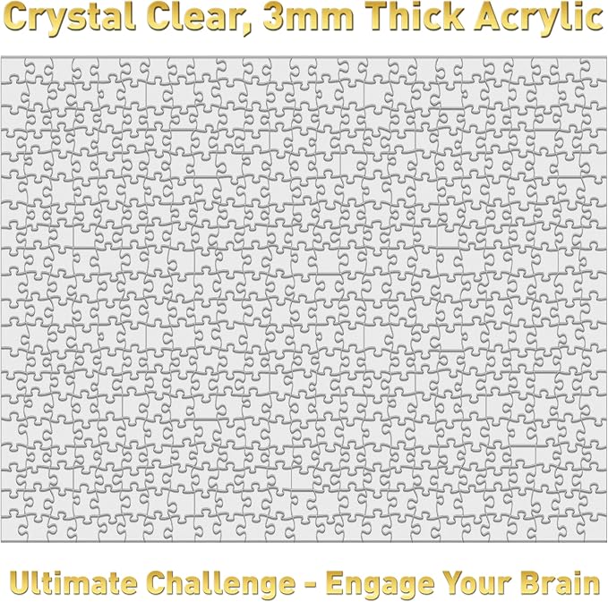 Funwares 500-piece ImPuzzable Clear Puzzle – Insanely Hard Brain Teaser for Adults – Acrylic Jigsaw with False Edges and Fale Corners – Funny White Elephant Gift