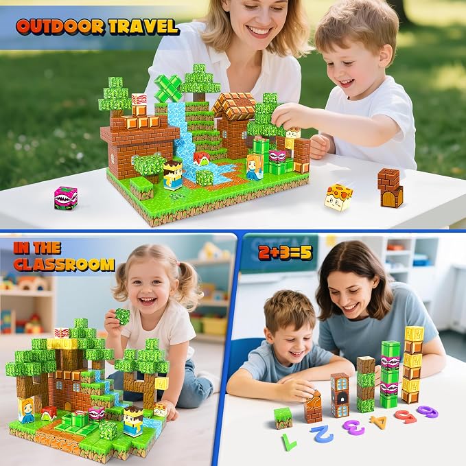 Soyee Magnetic Blocks 100PCS Magnetic Building Blocks Cubes Kids Boys Girls Toys for Ages 3-5 5-7 8-10 STEM Sensory Learning Building Magnet Toys 3-12 Year Old Girls Boys Birthday
