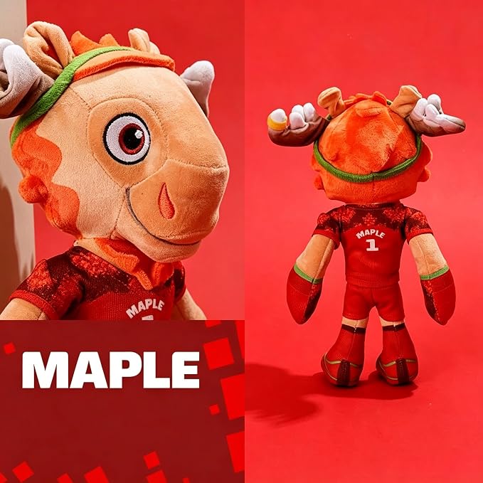 World Cup Mascot 2026, 12" Maple the Moose Plush Toy, Soft Stuffed Animal Mascot, Official Licensed Collectible Game (Maple)