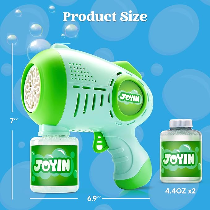 JOYIN 2 Kids Bubble Guns with 4 Bottles Solution, Automatic Bubble Machine Gun with 8 Holes for Kids, Adults, Summer Toys, Easter Basket Stuffers, Birthday Gift, Party Favors