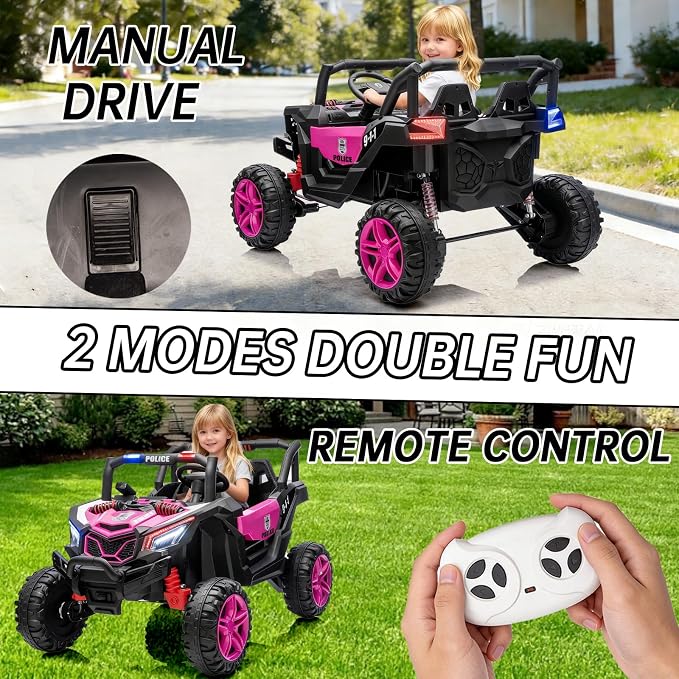 4WD UTV 24V Ride On Toys for Big Kids Ride On 2 Seater Ride On Toys Kids | 2 Seater Ride On Car for Kids Side-by-Side UTV Electric Cars for Kids Electric Ride Car Ride On Toys for Kids 4-8
