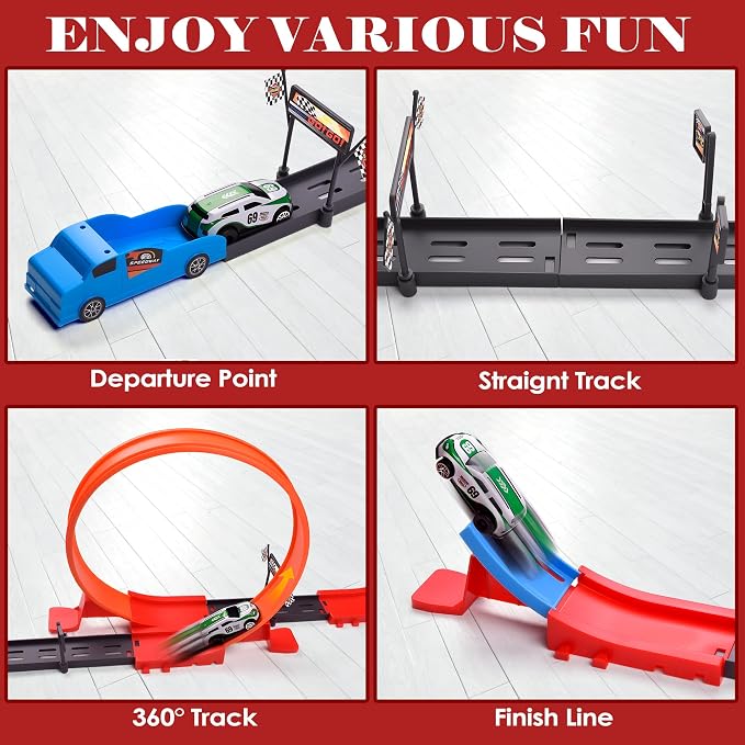 Slot Car Race Track Sets with 8 x 360° Loops & 6 High-Speed Cars,Car Race Track Sets for Kids 3-5 4-8 8-12, Racing Game Car Toys Gifts for Boys Girls Birthday,Christmas