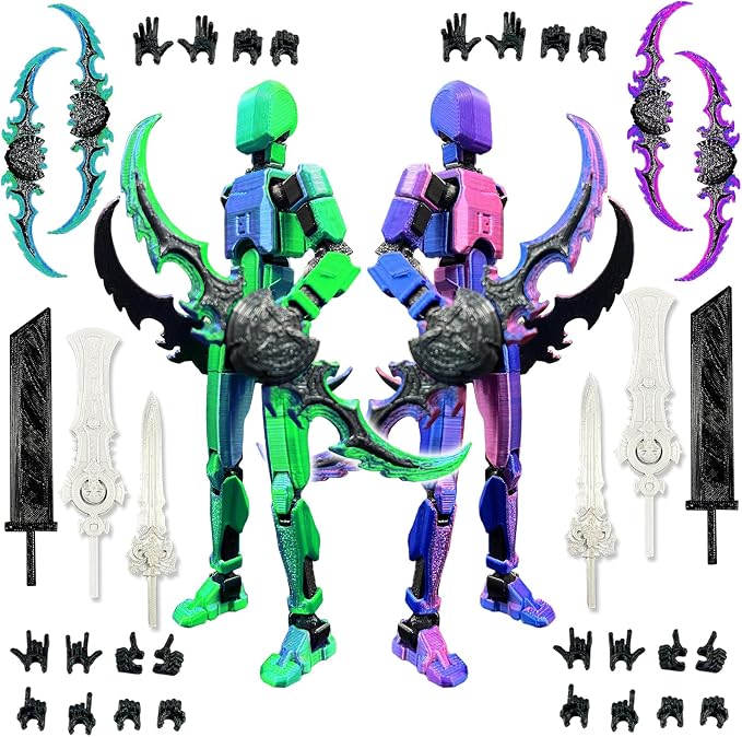 SANSGOUP T13 Dummy Action Figure Set (Assembly Completed), 3D Printed Multi-Jointed Movable Titan 13 Lucky 13 Mobile Robot, Nova 13 Action Figures Desktop Decorations for Game Lovers Toy (Purple Blue