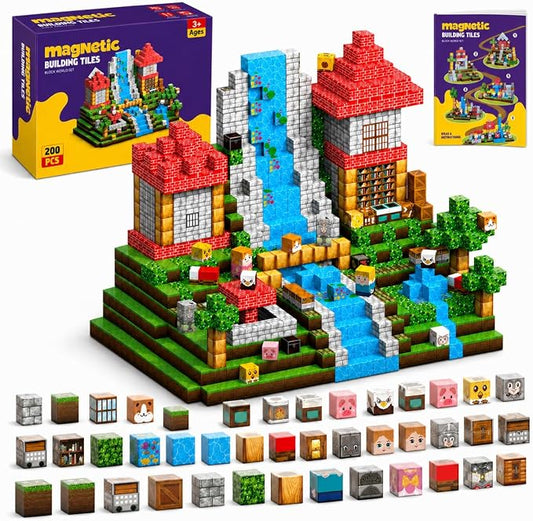 AuroraSynth 200PCS Magnetic Blocks - 0.8in Magnetic Building Blocks Cubes, Magnet Toys for Kids, Stacking Construction Magnets, School STEM Toys Birthday for Boys & Girls Ages 3+