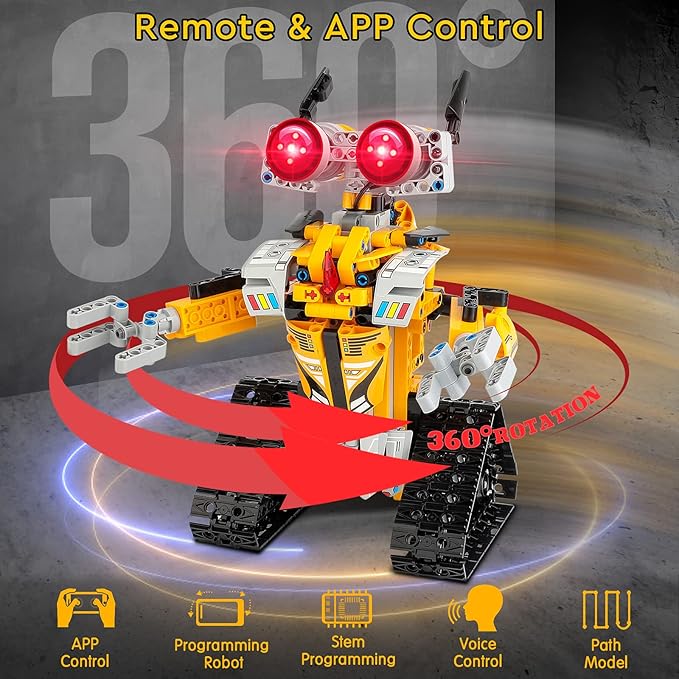 Sillbird Robot Building Kit with Remote Control STEM Gifts for Boys Age 8-13, Coding Buildable Robotic Toys for Kids Birthday with 468 Pieces