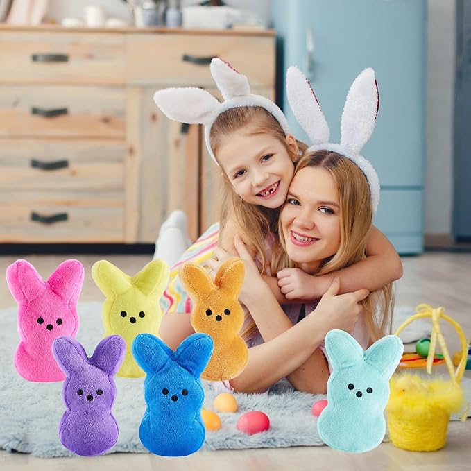 16PCS Easter Stuffed Bunny Plush Toys,Easter Bunny Bulk Stuffed Animals Plushie for Kids Boys Girls Toddler,Easter Basket Stuffers Egg Fillers