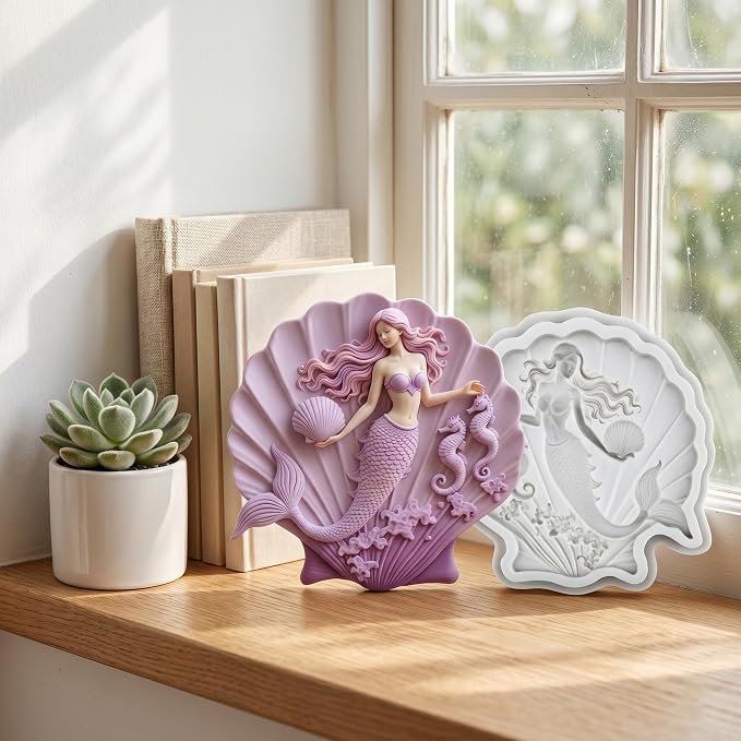 Seashell Silicone Mold Shell Mermaid Seahorse Polymer Clay Molds for DIY Craft Epoxy Resin Casting Polymer Clay Tools Crafts Air Dry Jewelry Making