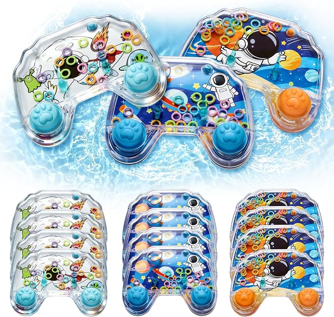 Cleboen 12 Pack Handheld Water Games for Kids, Water Ring Toss Handheld Games Space Party Favors Goodie Bag Stuffers Classroom Rewards for Boys Girls, Stress-Relief Car Games Travel Toys for Kids