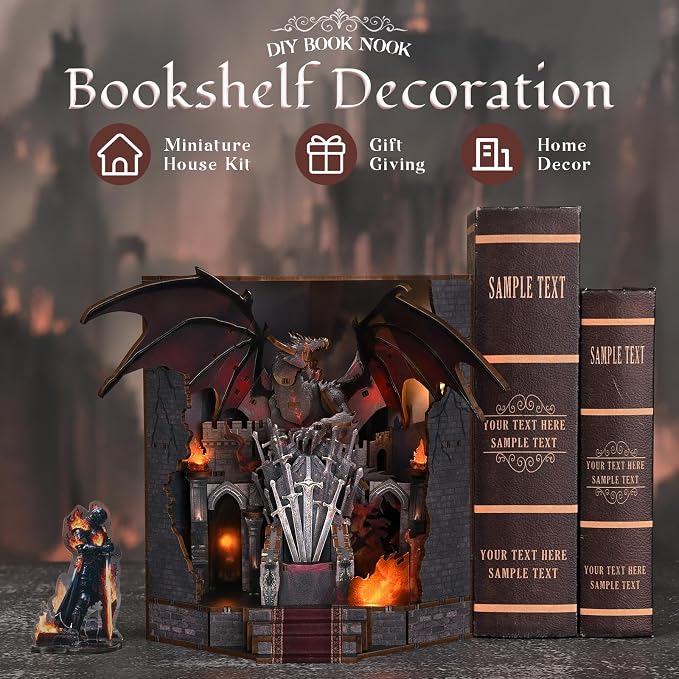 MiniCity Book Nook Kit - DIY Miniature House for Adults and Teens, Booknook Tiny House Bookshelf Decor (Throne of Blade)