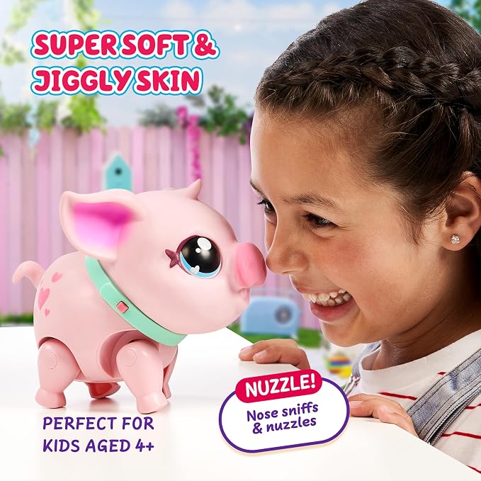 Little Live Pets My Pet Piggly The Toy Pig, Interactive Walking Pig Toy with 25+ Sounds and Detachable Leash, Pigs Toys for Kids of Ages 5+