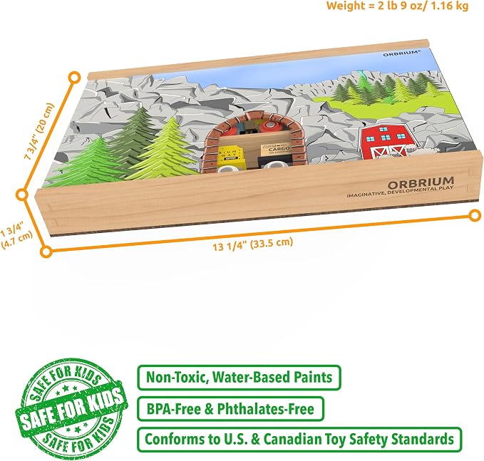 Wooden Train Set 12 PCS Magnetic Toy Train Cars with Storage Box Cover Tunnel Compatible with Thomas Brio Melissa and Doug Wooden Railway Toys for Grandkids Kids Toddlers Boys Girls